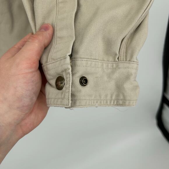 VTG y2k Men's Carhartt Canvas Flannel Lined Snap Button Shirt Jacket 2XL S96STN - Picture 4 of 7